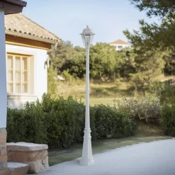 Lindby udendørslampe Edana, 211 cm, hvid, metal, E27, IP44