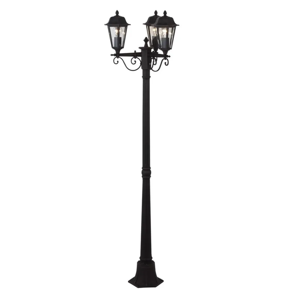 Lindby udendørslampe Lamina, 172 cm, 3 lyskilder, sort-rust, E27