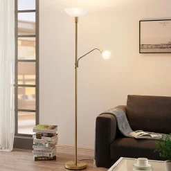 Lindby Gulvlamper|Gulvlamper>uplight Jost, 180 cm, messing, læselampe, E27