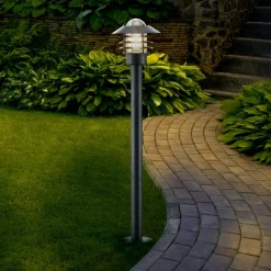 Lindby Gadebelysning>vejlampe Belmiro, jern, 100 cm høj, E27, sort