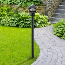 Lindby Gadebelysning>vejlampe Belmiro, jern, 100 cm høj, E27, sort