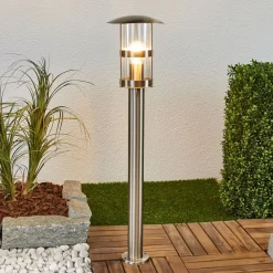 Lindby vejlampe Noemi, grå, stål, 80 cm, IP44