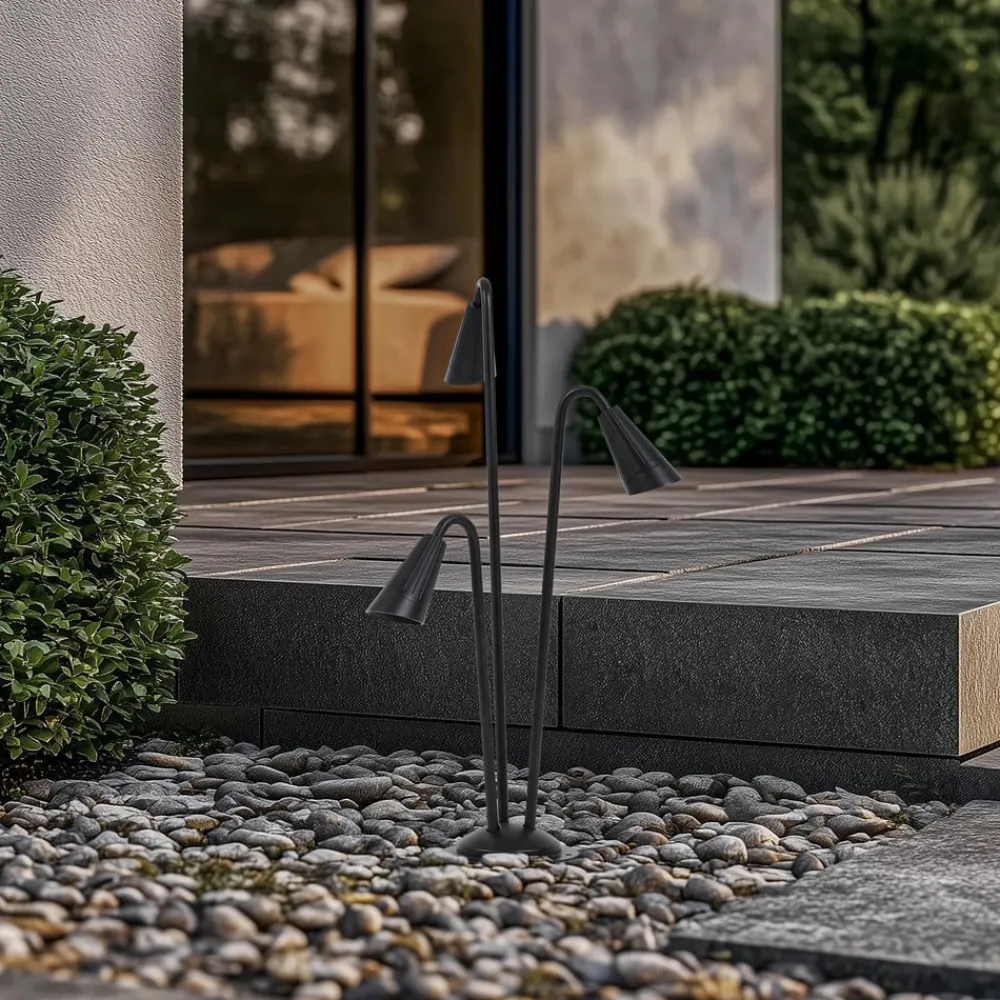 Lindby vejlampe Sorvete, sort, metal, 3 lyskilder, 83 cm