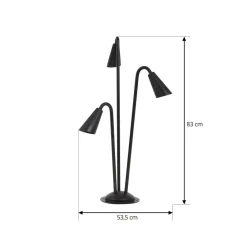 Lindby vejlampe Sorvete, sort, metal, 3 lyskilder, 83 cm