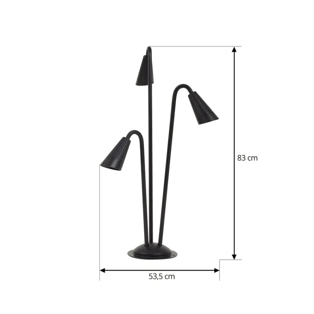 Lindby vejlampe Sorvete, sort, metal, 3 lyskilder, 83 cm