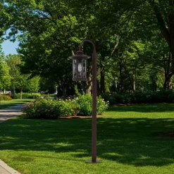 Lindby vejlampe Zayn, rustfarvet, glas, højde 109 cm, IP65