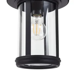 Lindby vejlampe Zayn, sort, glas, højde 109 cm, IP65