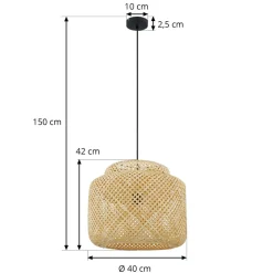 Lindby Venora hængelampe, Ø 40 cm, i ét plan, bambus, E27
