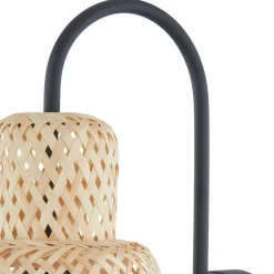 Lindby Venora væglampe, højde 43 cm, sort, træ, bambus