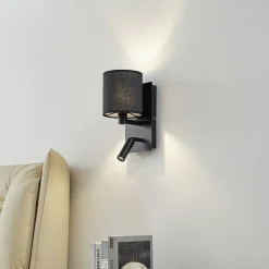 væglampe Aiden, 30 cm, sort, LED-læselampe, E14^Lindby Best