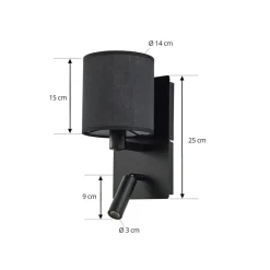væglampe Aiden, 30 cm, sort, LED-læselampe, E14^Lindby Best