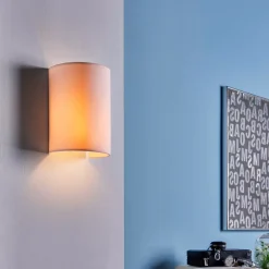 væglampe Annalisa, højde 20 cm, hvid, tekstil^Lindby Online