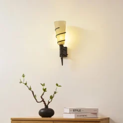 Lindby væglampe Anouk, højde 44 cm, glas, metal, lommelygte