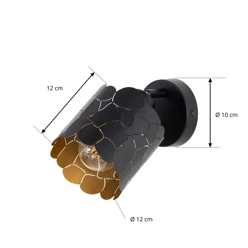 Lindby Væglamper|Væglamper>væglampe Aralena, sort/guld, 1 lyskilde, Ø 12cm