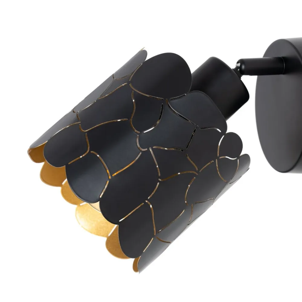 Lindby Væglamper|Væglamper>væglampe Aralena, sort/guld, 1 lyskilde, Ø 12cm