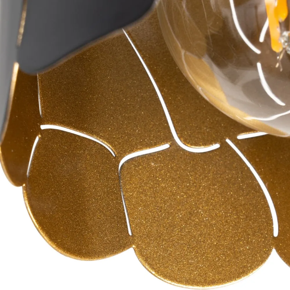 Lindby Væglamper|Væglamper>væglampe Aralena, sort/guld, 1 lyskilde, Ø 12cm