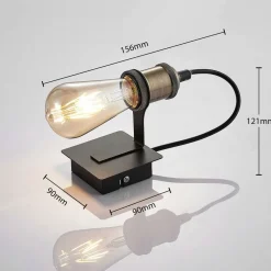 væglampe Aurella, højde 16 cm, antik messing, metal^Lindby Outlet