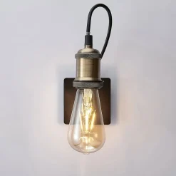 væglampe Aurella, højde 16 cm, antik messing, metal^Lindby Outlet