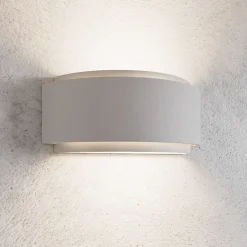 væglampe Cassian, gips, 32 cm, hvid, halvcirkelformet^Lindby Best