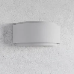 væglampe Cassian, gips, 32 cm, hvid, halvcirkelformet^Lindby Best