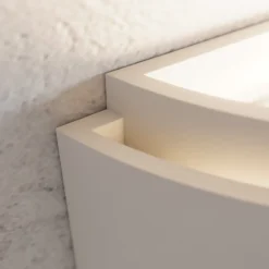 væglampe Cassian, gips, 32 cm, hvid, halvcirkelformet^Lindby Best