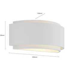 væglampe Cassian, gips, 32 cm, hvid, halvcirkelformet^Lindby Best