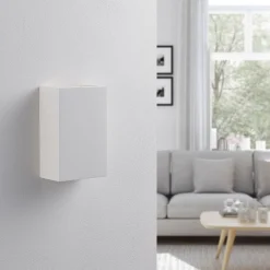 Lindby væglampe Colja, kantet, højde 16 cm, gips, hvid