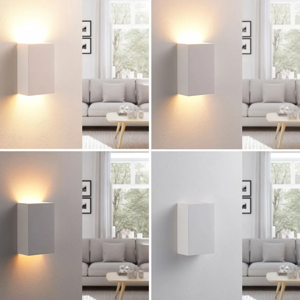 Lindby væglampe Colja, kantet, højde 16 cm, gips, hvid