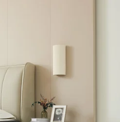 væglampe Colja, rund, højde 30,5 cm, gips, beige^Lindby Hot