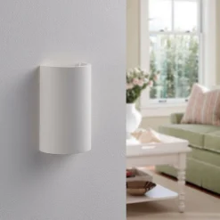 væglampe Colja, rund, højde 16 cm, gips, hvid^Lindby Discount