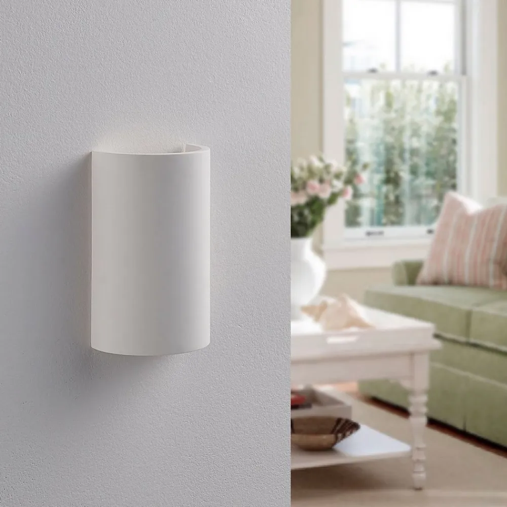 væglampe Colja, rund, højde 16 cm, gips, hvid^Lindby Discount