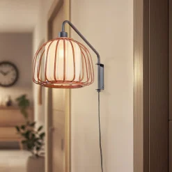 væglampe Davella, Ø 26 cm, sort, bambus, tekstil^Lindby Discount