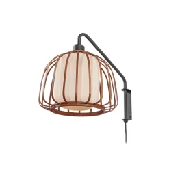 væglampe Davella, Ø 26 cm, sort, bambus, tekstil^Lindby Discount