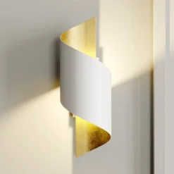 væglampe Desirio, hvid/guld, 24 cm, metal^Lindby Online