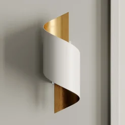 væglampe Desirio, hvid/guld, 24 cm, metal^Lindby Online