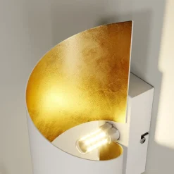 væglampe Desirio, hvid/guld, 24 cm, metal^Lindby Online