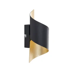 væglampe Desirio, sort/guld, 24 cm, metal^Lindby New