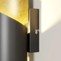 væglampe Desirio, sæt med 3, sort, guldfarvet, G9^Lindby Outlet