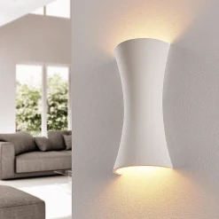 Lindby Gang|Pendellamper>væglampe Edon, hvid, gips, konkav, 30 cm