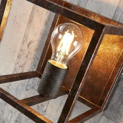 Lindby væglampe Emin, bredde 18 cm, rustfarvet, metal