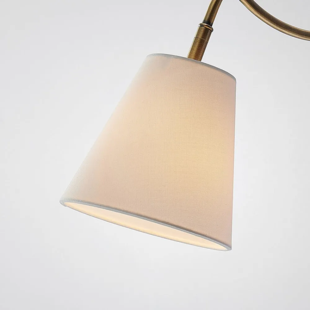 Lindby Væglamper|Væglamper>væglampe Ethan, hvid/gammel messing, stik, 28 cm, E14