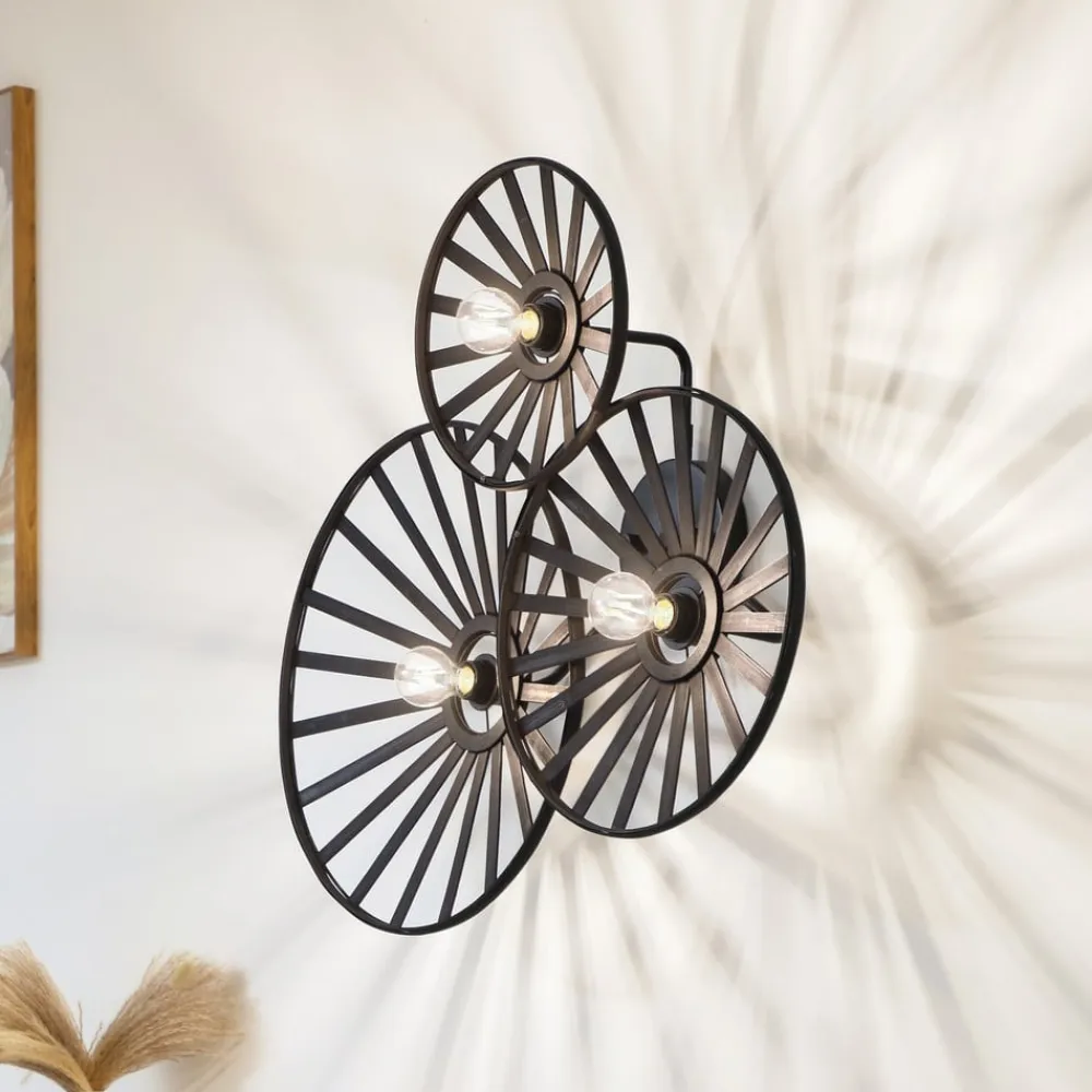 Lindby Væglamper>væglampe Evandor, sort, bambus, 3-lys, E27