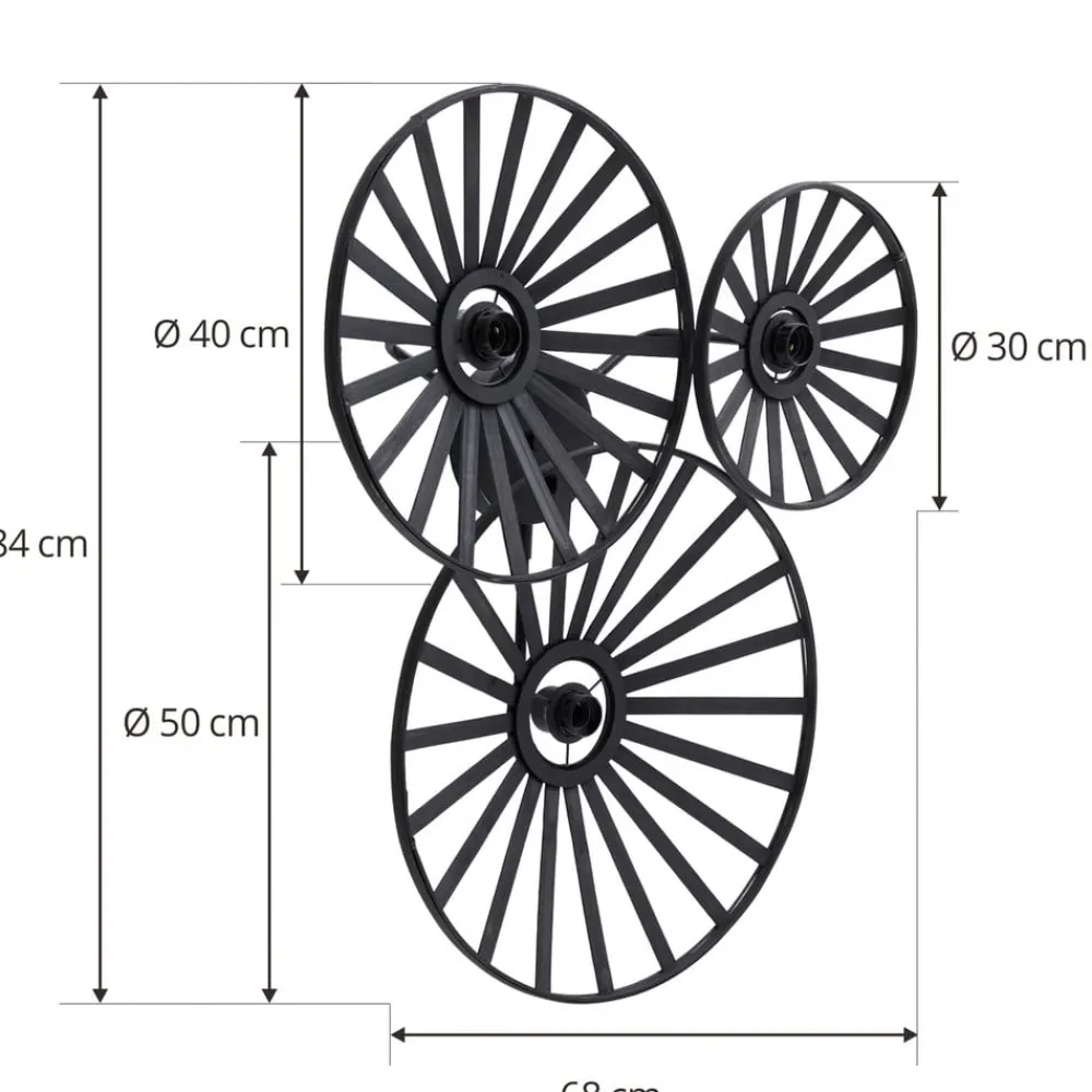 Lindby Væglamper>væglampe Evandor, sort, bambus, 3-lys, E27