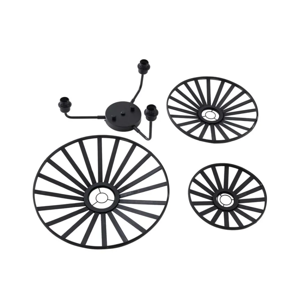 Lindby Væglamper>væglampe Evandor, sort, bambus, 3-lys, E27