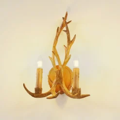 Lindby Væglamper>væglampe Fibi, brun, gevir, 2 lyskilder, E14