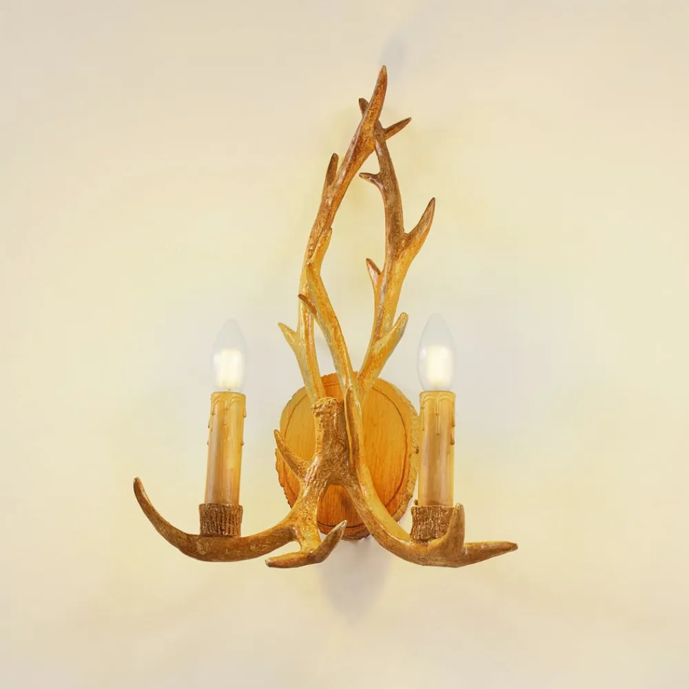 Lindby Væglamper>væglampe Fibi, brun, gevir, 2 lyskilder, E14