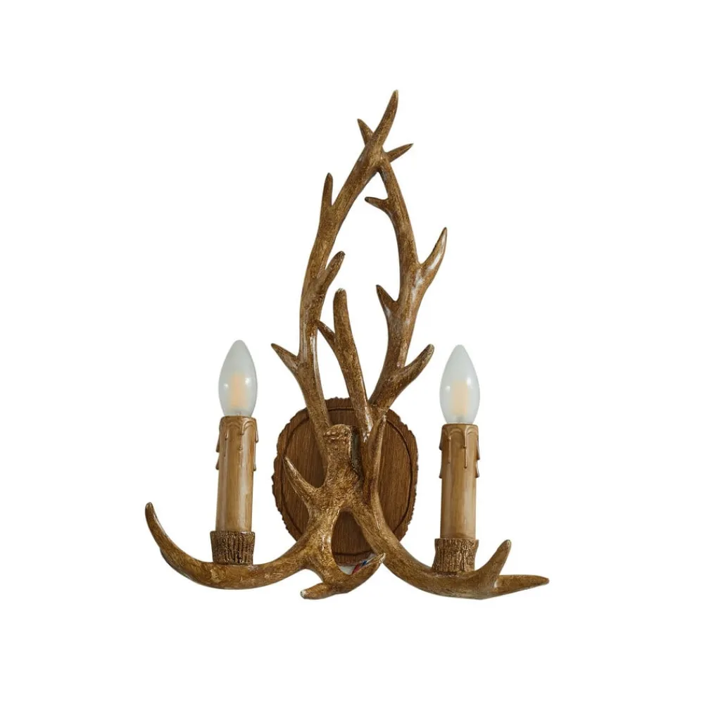 Lindby Væglamper>væglampe Fibi, brun, gevir, 2 lyskilder, E14