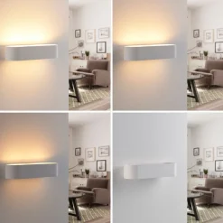 Lindby væglampe Fioni, hvid, gips, G9, 6,5 cm, kan males