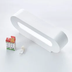 Lindby væglampe Fioni, hvid, gips, G9, 6,5 cm, kan males