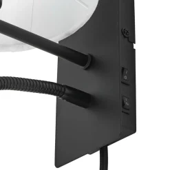 Lindby væglampe Florens, sort, LED-læselampe, 23,5 cm